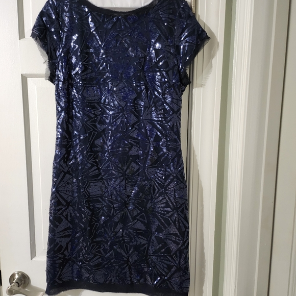Vince Camuto Navy Sequin Dress Size 12 - Picture 2 of 14